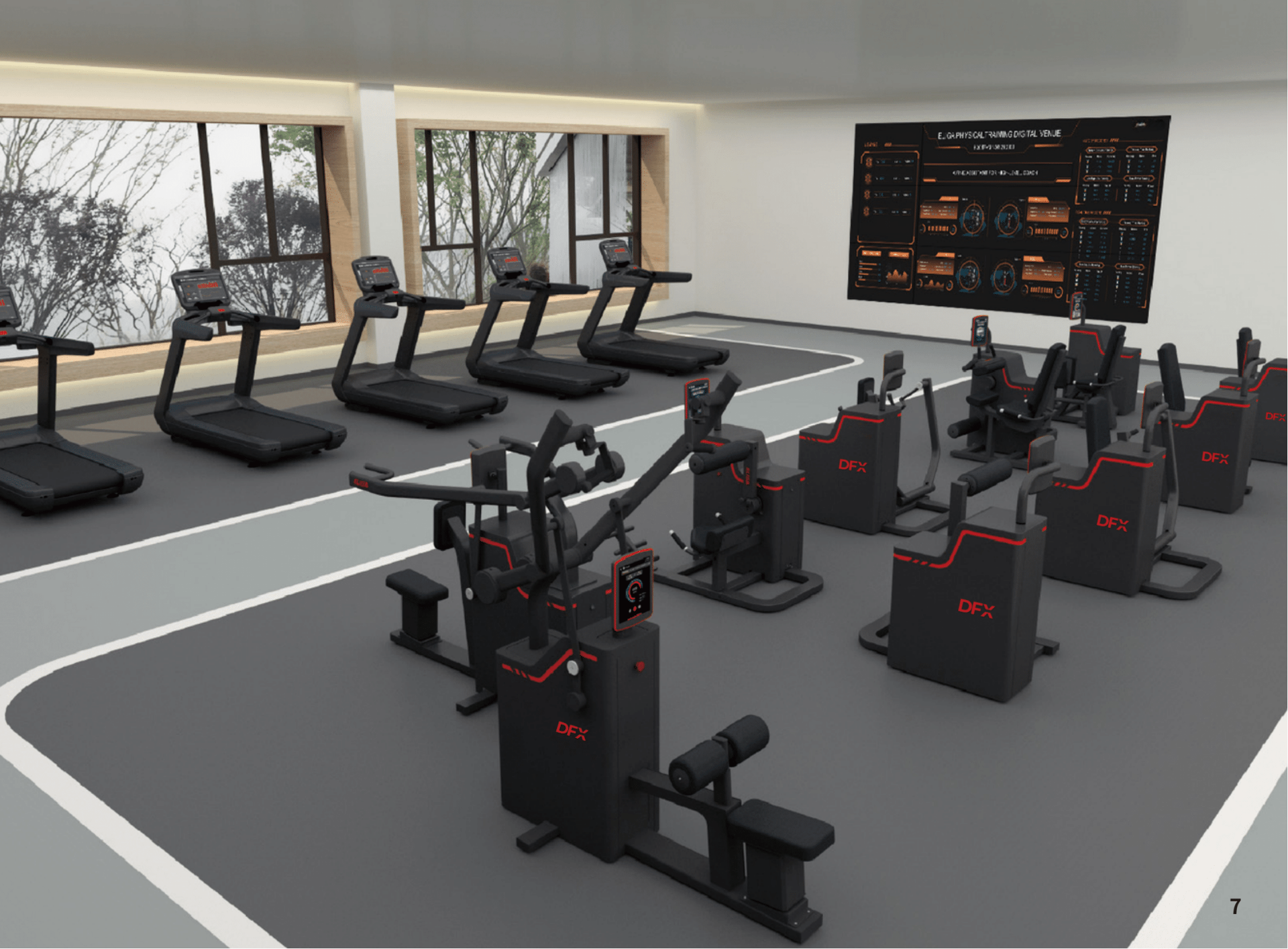 Professionele fitnessapparatuur in moderne commerciële sportschool